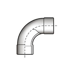 BS COUL ROZMĚROVÁ ŘADA TVAROVKY PRO LEPENÍ - NÁSTAVCE BS COUL ROZMĚROVÁ ŘADA TVAROVKY PRO LEPENÍ - NÁSTAVCE SLV Oblouk 90, dlouhý rádius (R=2d), koncovka pro lepení HLV Koleno 45, koncovka pro lepení