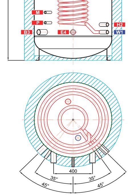 H2 G1" F 380 Elektrická topná t lesa E1 G6/4" F 1365 E2 G6/4" F 1110 E3 G6/4" F 1110 E4 G6/4" F 300 P íprava teplé vody W1 G1" M 300 W2 G1" M 1360 W3 G1" M