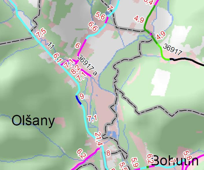 Poznámka: Tahy zařazené do skupiny E1, E2 a R1 tvoří tzv. páteřní komunikační síť kraje. Páteřní síť kraje tvoří spolu se silnicemi II. a III.