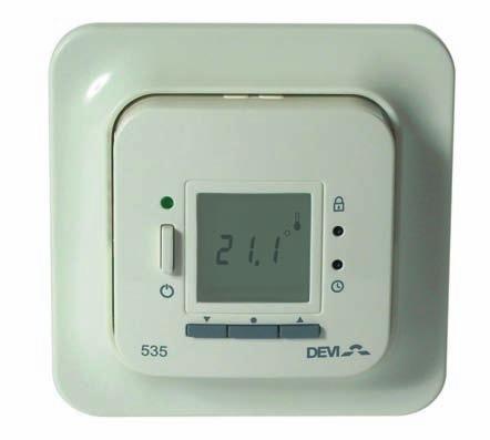 54 Chytrý termostat devireg 535 Termostat Devireg 535 je elektronický moderní termostat, speciálně navržený pro podlahové vytápění.