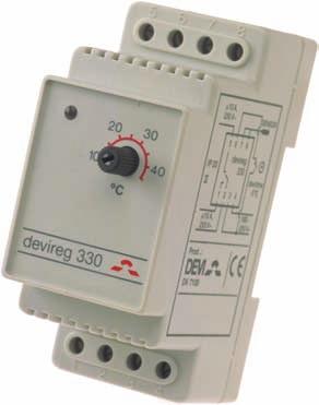 56 Termostat devireg 330 Devireg 330 je elektronický termostat pro montáž na DIN-lištu.