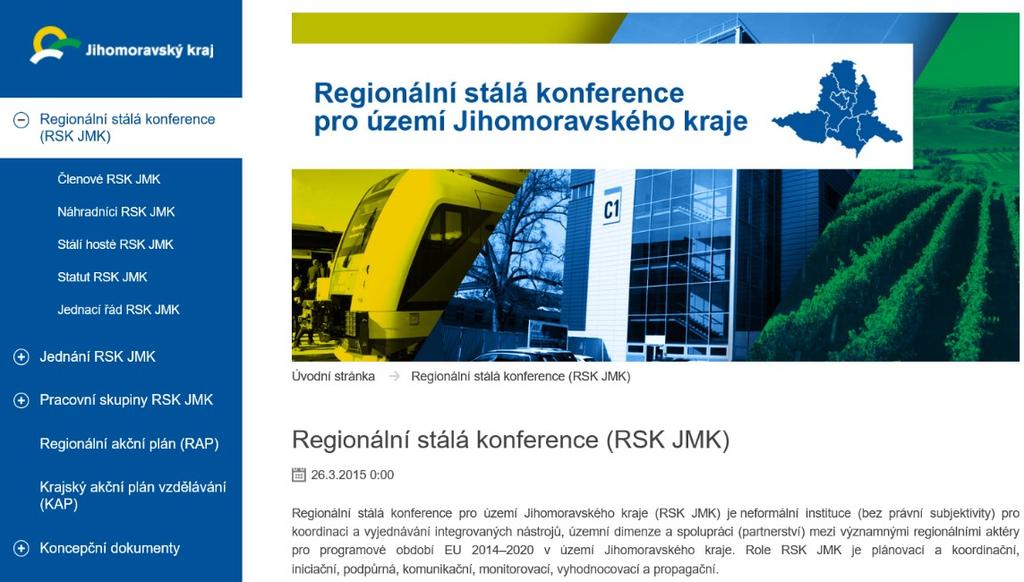 pro komunitu RSK i pro veřejnost Vytvořeny různé moduly: mapové aplikace: Typologie území kraje územní dimenze, informace o stavu čerpání v kraji, odběr