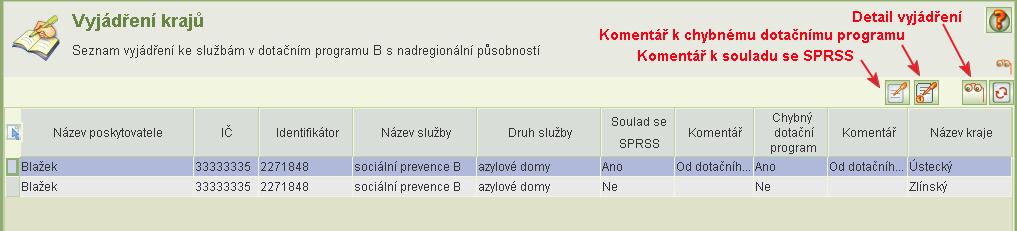 8.2.2.1 Filtr žádostí Filtr žádostí se otevře automaticky při otevřením formuláře Žádosti o dotace v programu B nebo z tohoto formuláře kliknutím na ikonu Filtr pro výběr služeb.