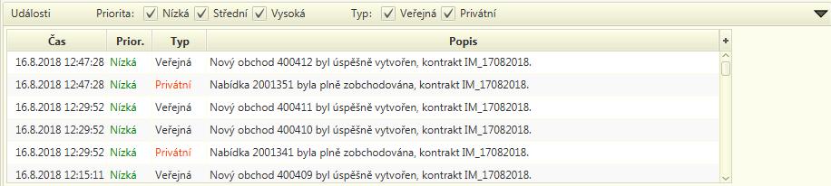 44 Obrázek 38: Vnitrodenní trh - Události Zápis do audit logu se provádí při těchto operacích: Příjem nabídky: zpráva o úspěšném/neúspěšném zavedení nabídky (viz kapitola 5.2.