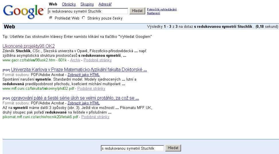 04 dám do google sousloví s redukovanou symetrií + Stuchlík ( to by mělo něco vypadnout, že?
