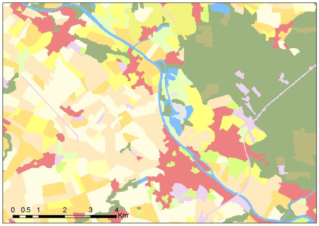 Polohopis, využití území Vyhodnocený snímek Landsat ETM+