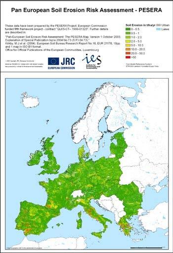úroveň PESERA mapa EU
