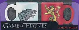 HRNEČKY 110 ML SET 2KS STARK & LANNISTER Velmi krásné mini hrnky s emblémy rodu Starků a Lannisterů. Balení obsahuje dva hrnky.