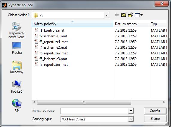 8.2. Popis funkcí programu Po stisknutí funkčního tlačítka Načíst soubor se objeví okno (obrázek 14), ve kterém se zobrazí soubory připravené k analýze.