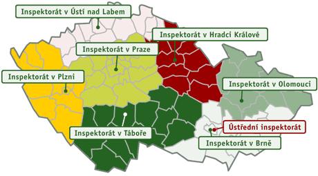 Územní působnost jednotlivých inspektorátů Územní působnost vymezuje zákon č.