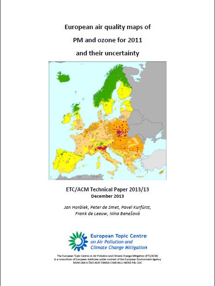 Aktuální mapy znečištění ovzduší Evropa Každoroční zpráva: ETC/ACM Technical Paper European air quality maps of PM and ozone and their uncertainty, viz acm.eionet.europa.eu/reports.