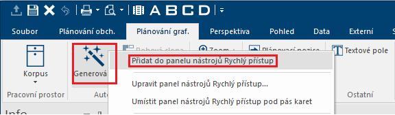 Seznamu artiklů. Úprava panelu Rychlý přístup Panel Rychlý přístup je možné individuálně přizpůsobit.