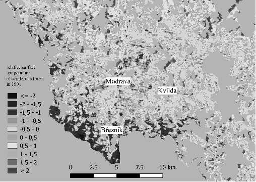 počet pixelů Vyhodnocené satelitní snímky z družice Landsat (Obr.