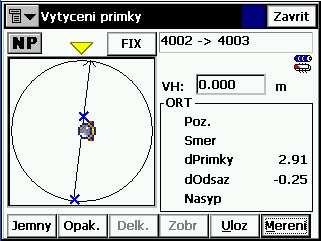 - Vyp.vysky (Výpočet výšky): typ výpočtu výšky pro vytyčovaný bod. Může to být jeden z následujících: o Vys.poc.