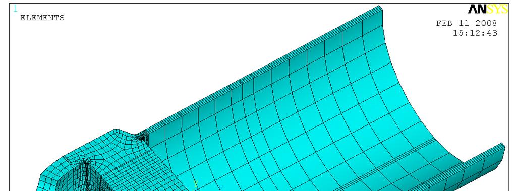 3. VÝPOČTOVÝ MODEL Geometrický model ohříváku VTO3 bl převzat z CATIE, kde bl také pro účel MKP výpočtu zjednodušen a upraven.