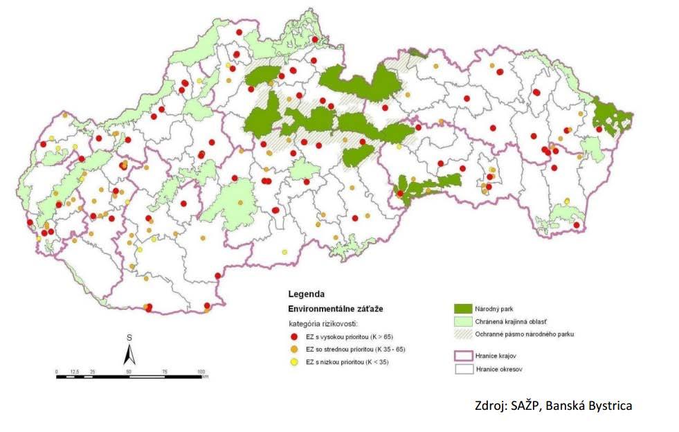 Rozmiestnenie environmentálnych záťaží vo