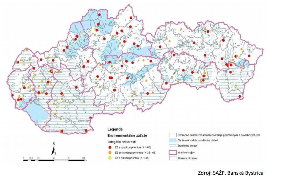 Rozmiestnenie environmentálnych záťaží vo