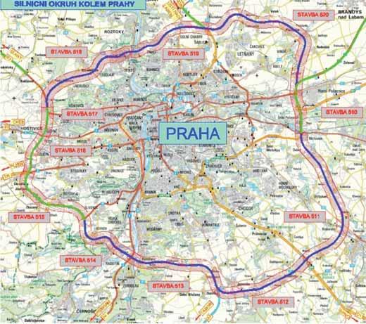 Silniční okruh kolem Prahy The (outer) Prague City Ring Road HISTORIE SOKP První zmínky o silničním obchvatu kolem Prahy (tehdy nazývaného Pražský dálnicový okruh) jsou již z 30. let 20. století, tj.