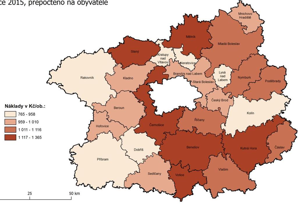 Celkové náklady (Kč/ob) - ORP Středočeský kraj (2015) název SO ORP Kč/ob Benešov 1 170,3 Beroun 1 010,2 Brandýs nad Labem-St.