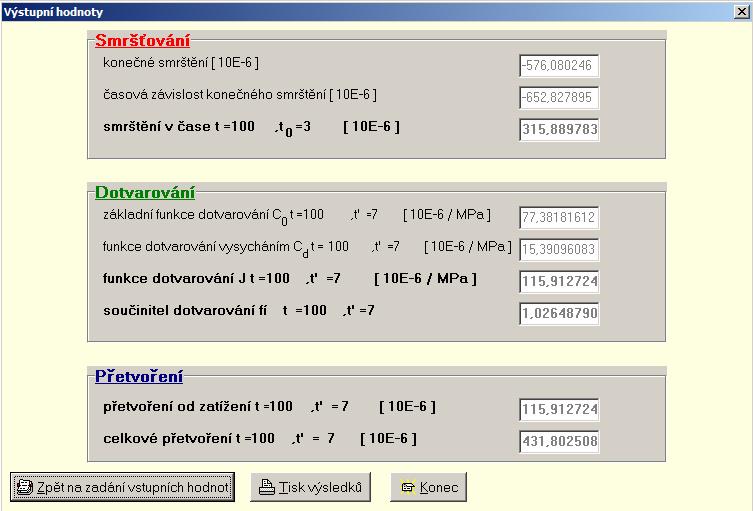 3 Výpočet základíh parametrů dotvarováí a mršťováí programem C&S.3. Výtupí hodoty, iterpretae výledků, přeo počteýh dat Po tiku tlačítka Výledé parametry dotvarováí a mršťováí v druhé čáti zadávaího oka dotaeme oko výledky.