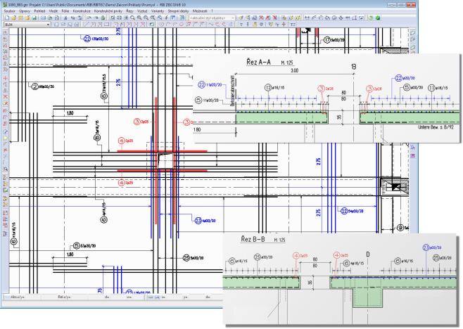 mezi RIBcad a statikou, resp. programy FEM, jako např. TRIMAS, RTool, RTslab, BEST, FUNDA atd. Konstrukční prvky, prostupy a geometrie se přitom předávají do výpočetních programů.