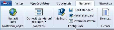4 Nastavení B4 Nastavení jazyka Zobrazení Konfigurace Licence Nastavení jazyka prostředí a jazyka výstupů (čeština / němčina / angličtina) Obnovit standardní zobrazení všech dílčích panelů a tabulek