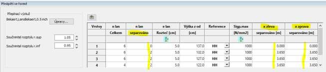 prefabrikátu. 2.12.1.3 Separace předpínací výztuže U požadovaného počtu lan zvolené vrstvy předpínací výztuže lze uvažovat separaci, a to v různých délkách úseků od levého, resp.