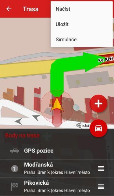 21 Trasa Body na trase Zde je možné spravovat body na trase (přidat, vymazat, měnit pořadí). Při změně bodu GPS pozice se zobrazí dotaz pro přepnutí do režimu simulace.