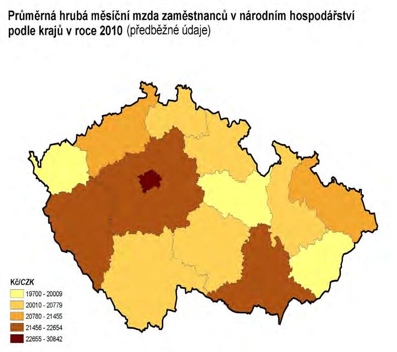 Příjmy, nezaměstnanost Průměrná míra nezaměstnanosti Kraje Míra nezaměstnanosti (%) 2004 2005 2006 2007 2008 2009 2010 2011 Praha 3,6 3,4 3,0 2,5 2,1 3,0 3,9 4,0 Středočeský kraj 6,6 6,3 5,7 4,6 4,0