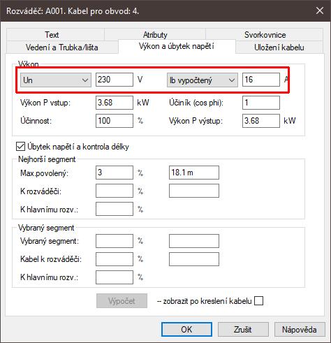 DDS-CAD 13 Větší flexibilita při výpočtu úbytku napětí Pro výpočet úbytků napěti lze nyní zvolit způsob, jakým se budou uvažovat hodnoty napětí a proudu.