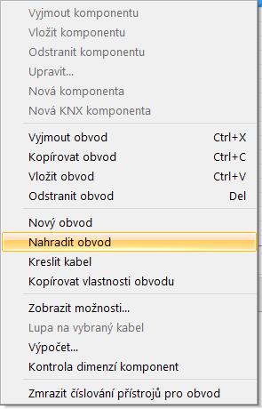 DDS-CAD 9 Záměna spínání existujícího obvodu Funkce byla dříve určena jen pro obvody s jedním vývodem. Nyní je možné použít i pro obvody s více vývody.