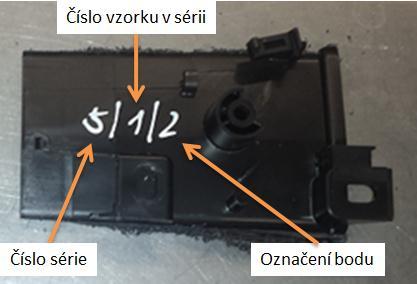 Obrázek 29 Příklad označení vzorku 4.6. Měření deformace vzorků pomocí digitálního mikroskopu 4.6.1.