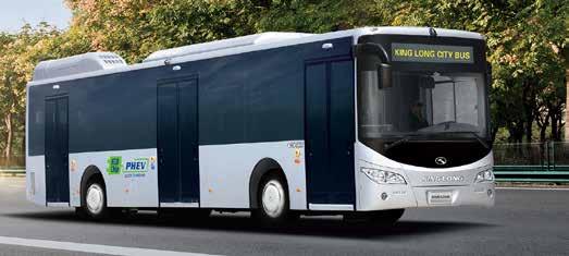 KING LONG E12 Tento model městského autobusu je původně koncipován s hybridním pohonem dieselového a elektrického motoru.
