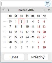 Datumové položky Datum je možné zadat z klávesnice nebo pomocí kalendáře.