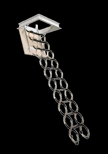 Protipožarne zložljive stopnice LUSSO PP Stopnice z dvojnim pločevinastim pokrovom za vgraditev v strop Zložljive stopnice LUSSO Stopnice z enostavnim ivernim pokrovom za vgraditev v strop.