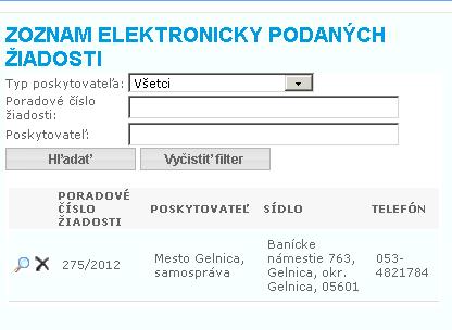 zamestnancov KSK, Register Žiadosť o zápis do registra Elektronicky podané žiadosti Žiadosti na