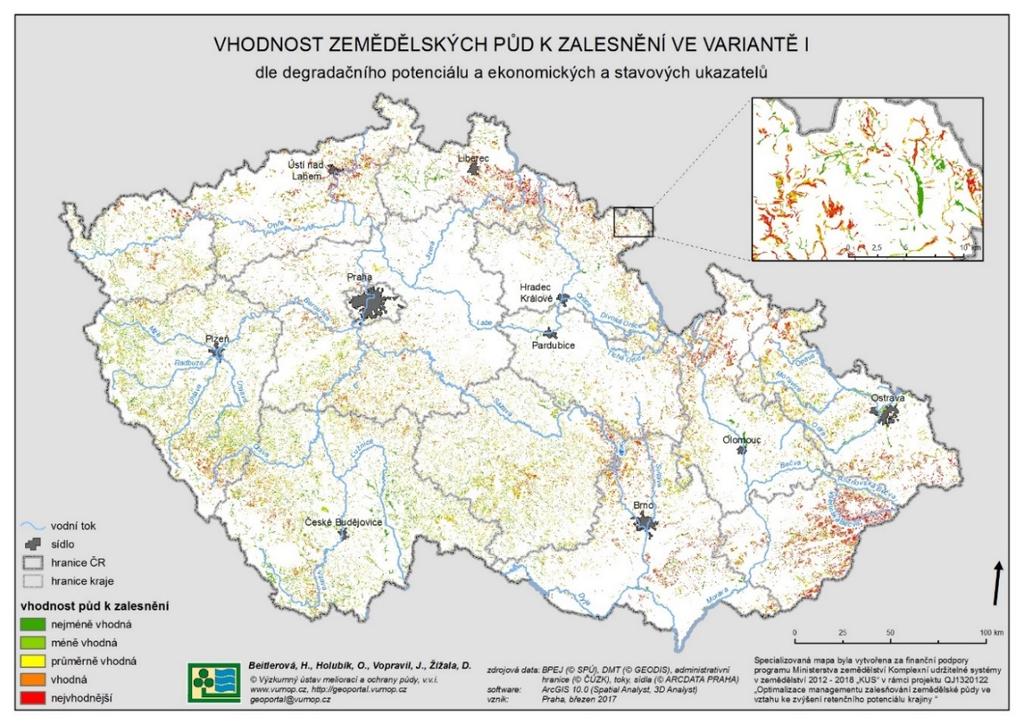 Obrázek 7: Vymezení vhodnoti k zalesnění