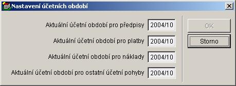 Nastavení účetního období pro ostatní účetní pohyby V souvislosti s ostatními účetními pohyby bylo zavedeno nové samostatně uzavíratelné účetní období.