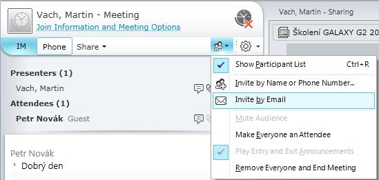 Krok 6 Přizvání kolegů Na školení můžete přizvat své kolegy i v průběhu školení