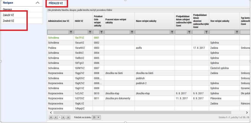 2. Modul Veřejné zakázky obsahuje dvě