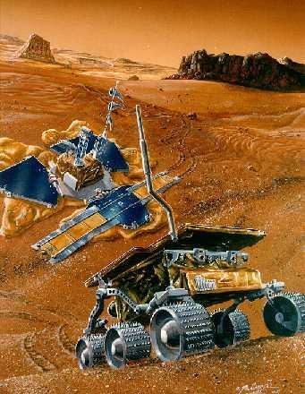 Kosmický výzkum Marsu #12 90. léta První úspěšná novodobá mise Mars Pathfinder - USA (4. Prosince 1996-27. září 1997) přistávací pouzdro a povrchové vozítko (264 kg/10.