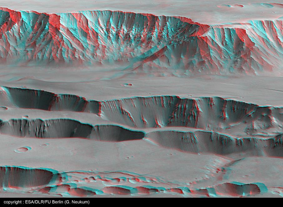 Mars Express Pohled na údolí Coprates Chasma, nacházející se přibližně uprostřed známého kaňonu na