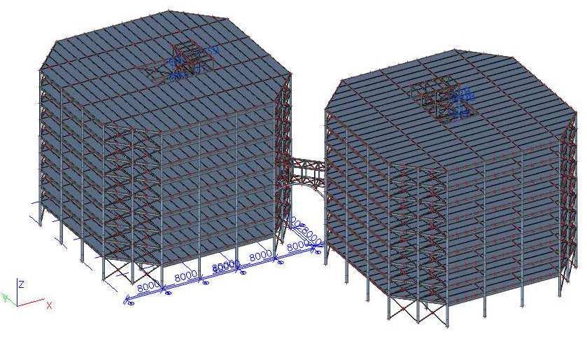 3. NÁVRH NOSNÉ KONSTRUKCE BUDOVY Svislé konstrukce tvoří 6 řad sloupů, které jsou rozmístěny v rastru 8 x 8 m na půdorysu 40 x 40 m.