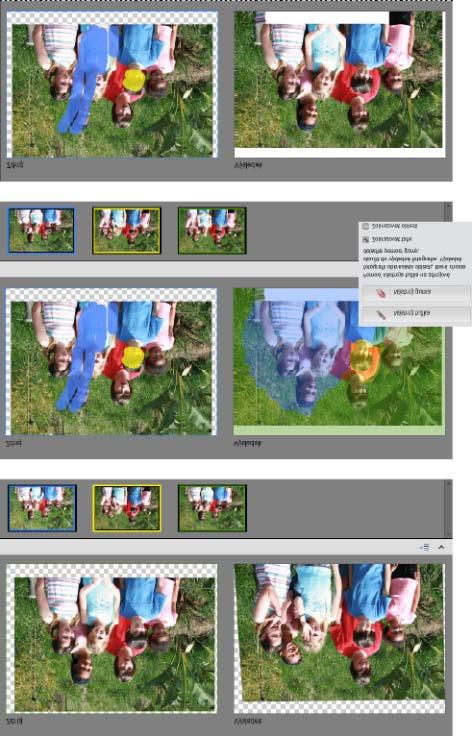 Okno Sloučení fotografií skupiny Použití funkce Vyčištění scény Na začátek stránky Chcete-li z několika fotografií vytvořit dokonalý scénický snímek, použijte funkci Vyčištění scény.