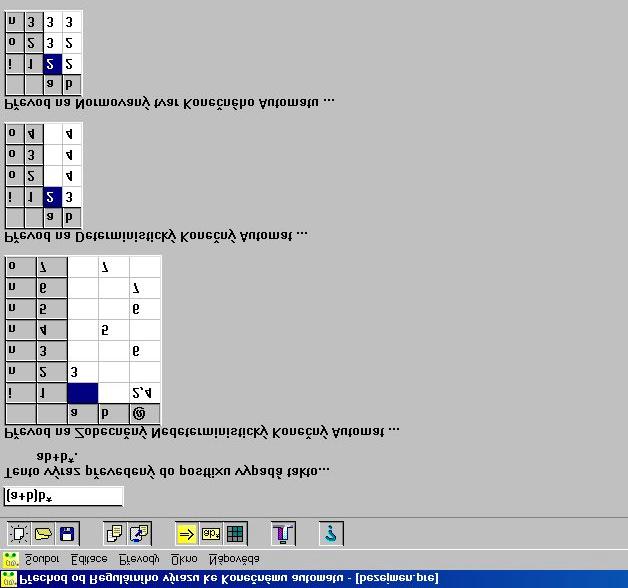 IMPLEMENTACE PROGRAMOVACÍCH METOD V APLIKAČNÍM POJETÍ Programátorské pomůcky v teorii formálních jazyků Obrázek 25: Aplikace Pregjaut Uživatelské rozhraní PREGJAUTu je znázorněno na obrázku 25.