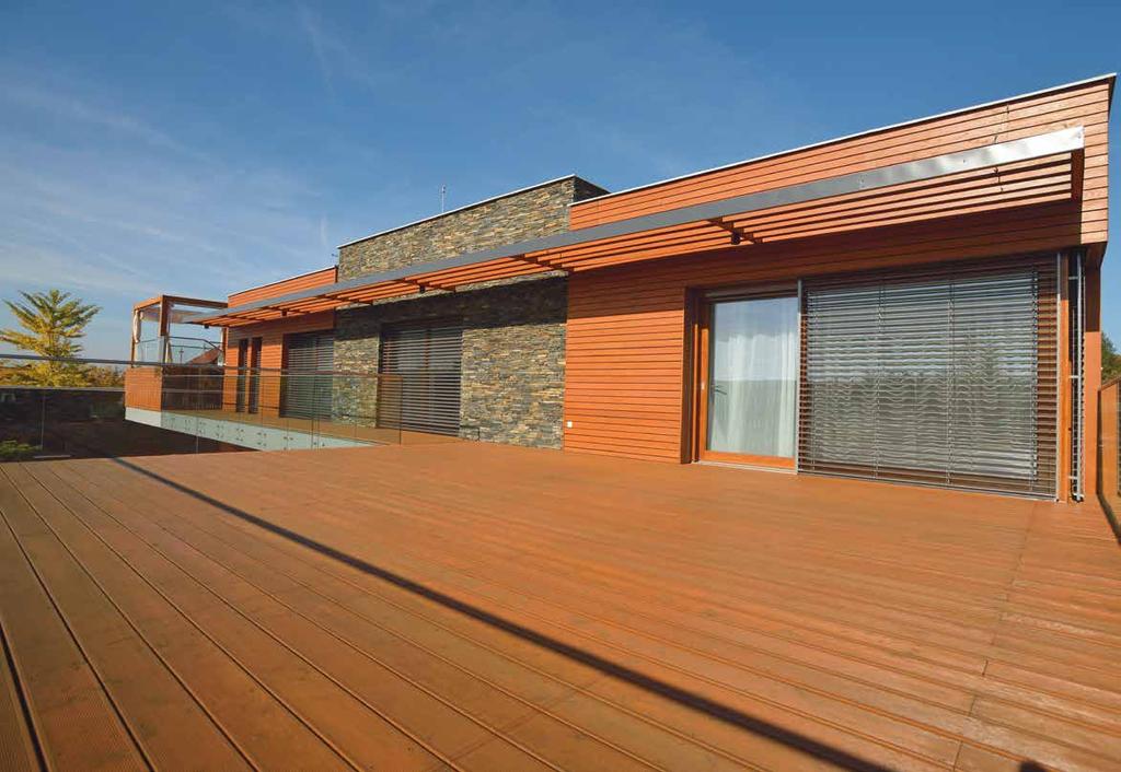 [ Správné ošetření [ = pěkné terasy Terasa REAL DECK, Sibiřský modřín 27 x 145 mm, jemná drážka, povrchová úprava OSMO Terasový olej