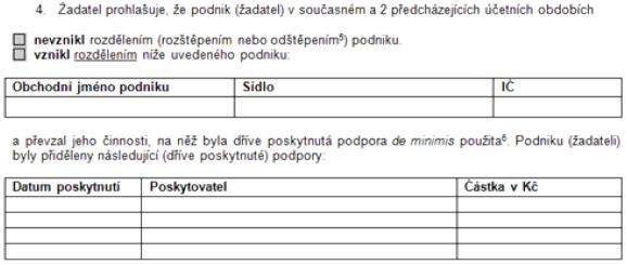 období tří účetních let limit de minimis vyčerpaly. Poskytnutí podpory, která přesahuje limit de minimis, je v rozporu s ustanoveními příslušných nařízení o poskytování podpory de minimis.