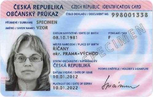 Doklady totožnosti předkládané voliči - státními občany ČR eop OP vydavané do