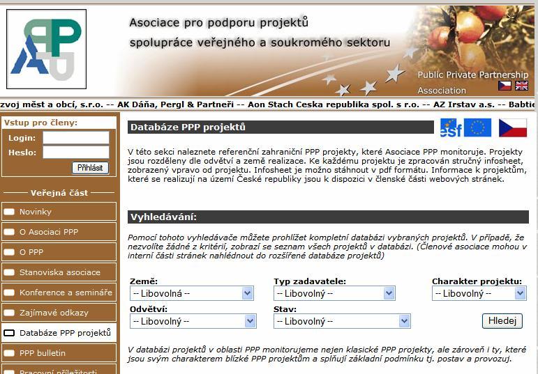 Aktivity Asociace PPP Internetové stránky