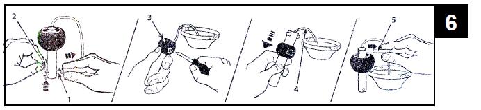 5 ZAPUŠTĚNÁ MONTÁŽ Protáhněte dráty motoru skrz dolní část rozety, jak je znázorněno na obrázku, a připevněte rozetu k motoru pomocí dodaných šroubů a podložek. Šrouby důkladně utáhněte.